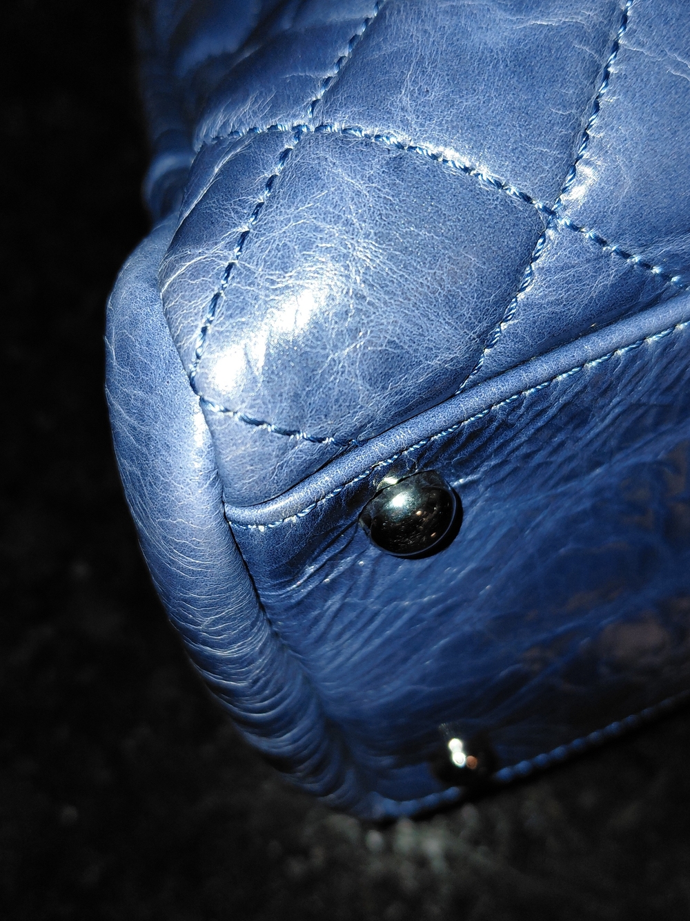 Chanel Navy Glazed Quilted Leather Just Mademoiselle Bowler Satchel Bag VGC! - Picture 6 of 16